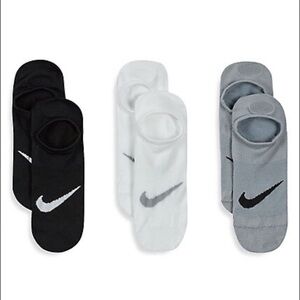 Nike Women's 3-Pair No-Show Socks, White/Black/Grey, Size Medium - NWT